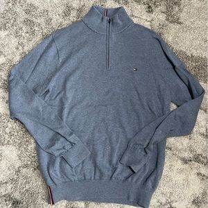 Tommy Hilfiger blue Heather sweater quarter zip mens size medium.
